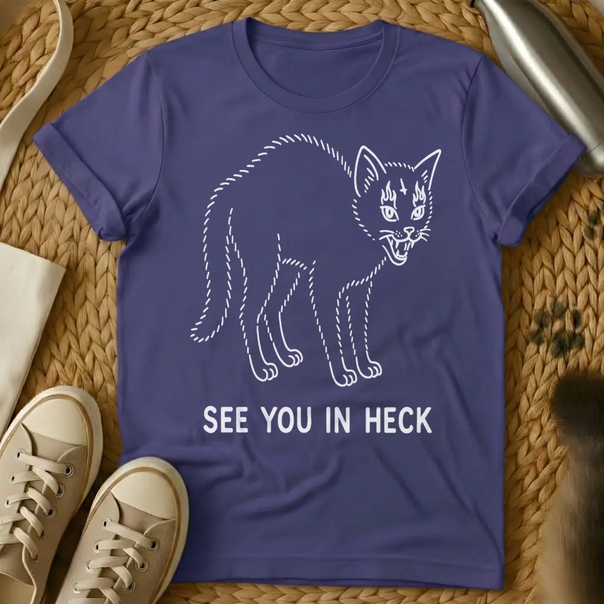 See You in Heck Cat Shirt - Purple Cat T-Shirt