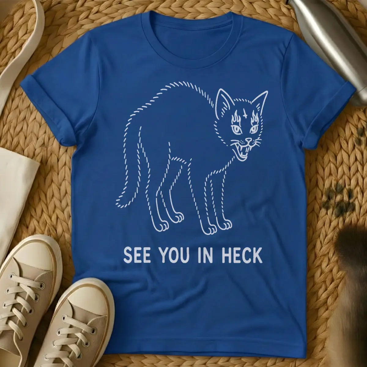 See You in Heck Cat Shirt - Blue Cat T-Shirt
