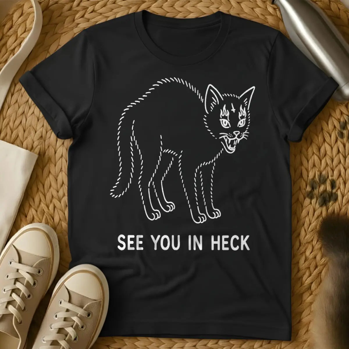 See You in Heck Cat Shirt - Black Cat T-Shirt