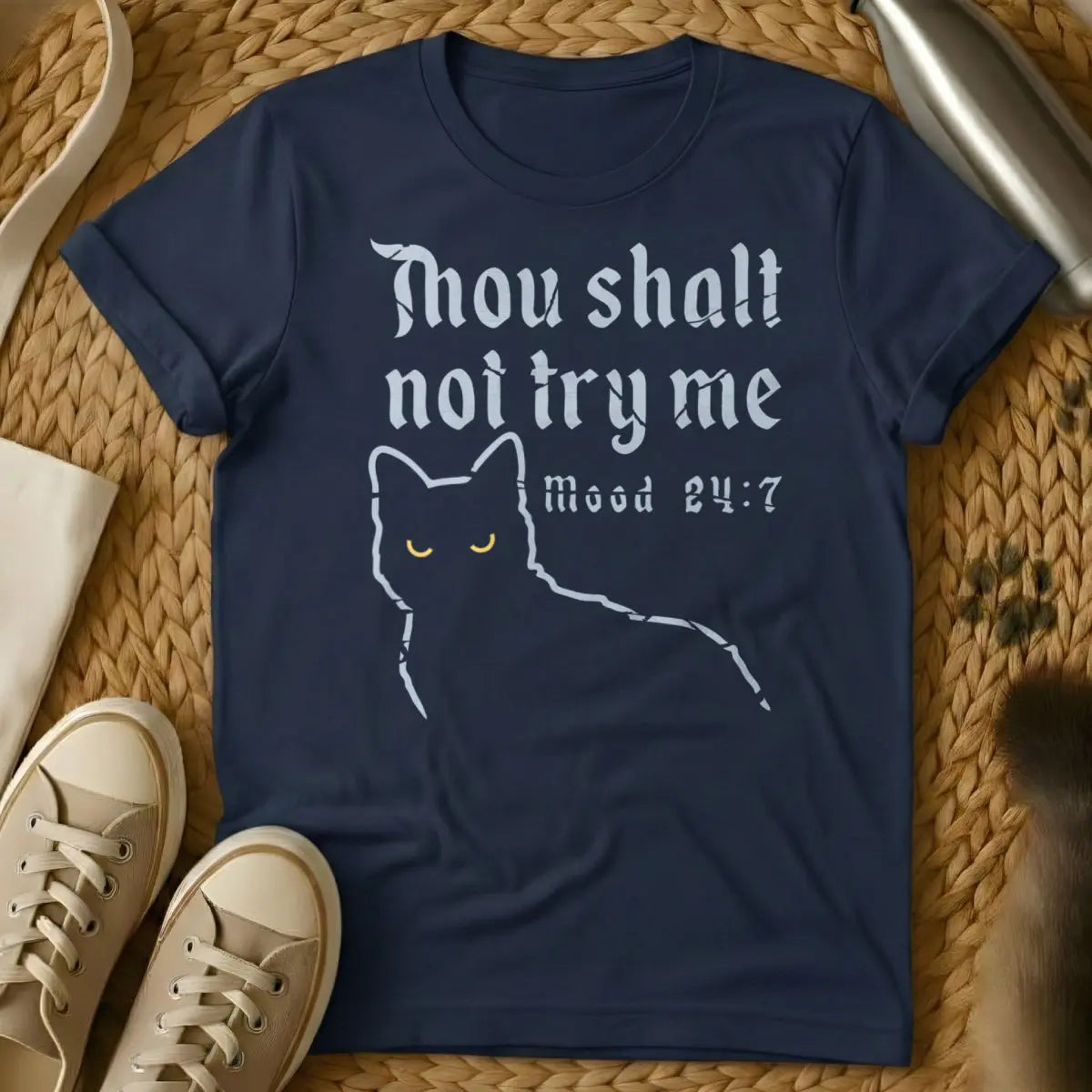 Mood Cat Shirt - Navy Cat T-Shirt