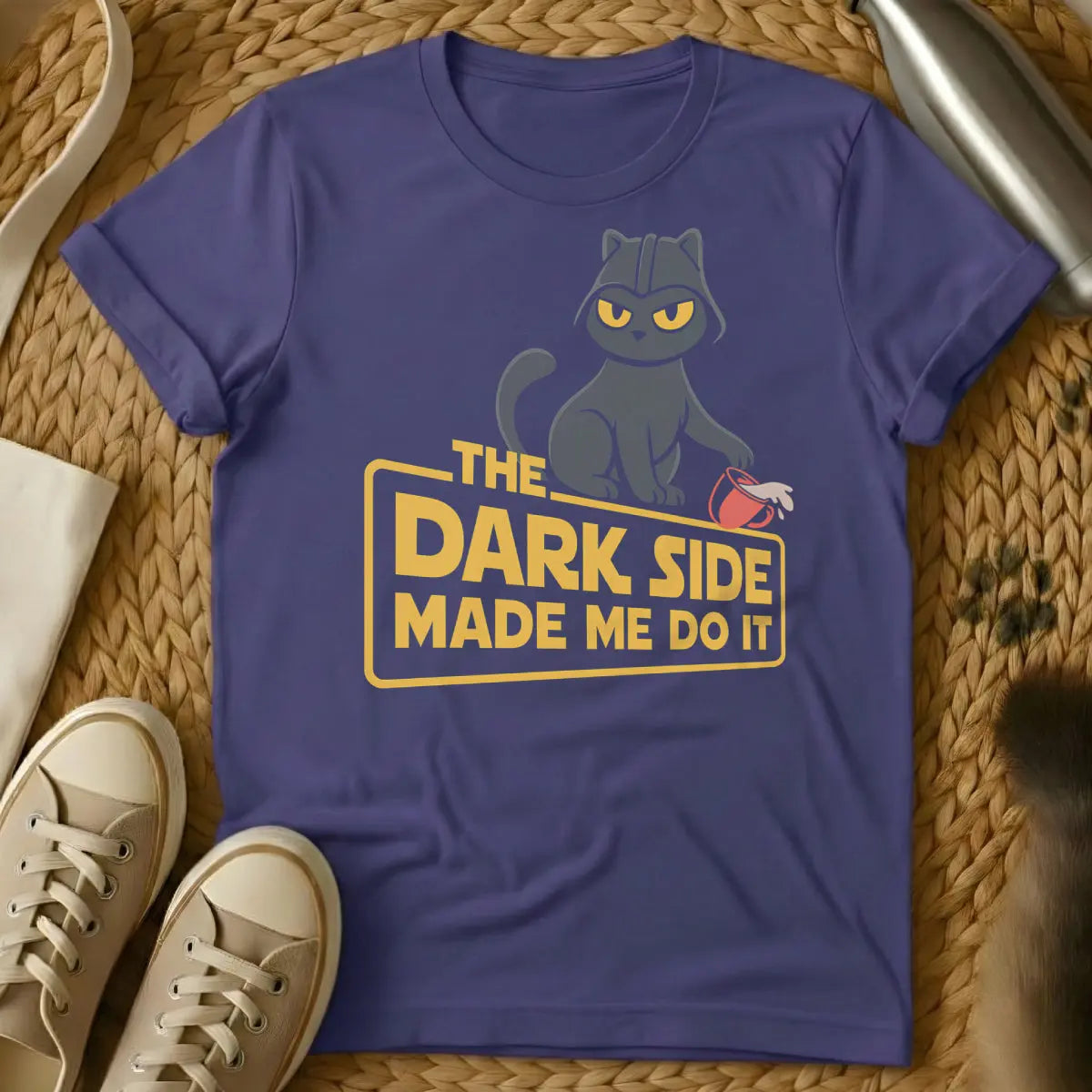 Dark Side Cat T-Shirt - Purple T-Shirt - fandom humor, feline overlord, pop culture meme