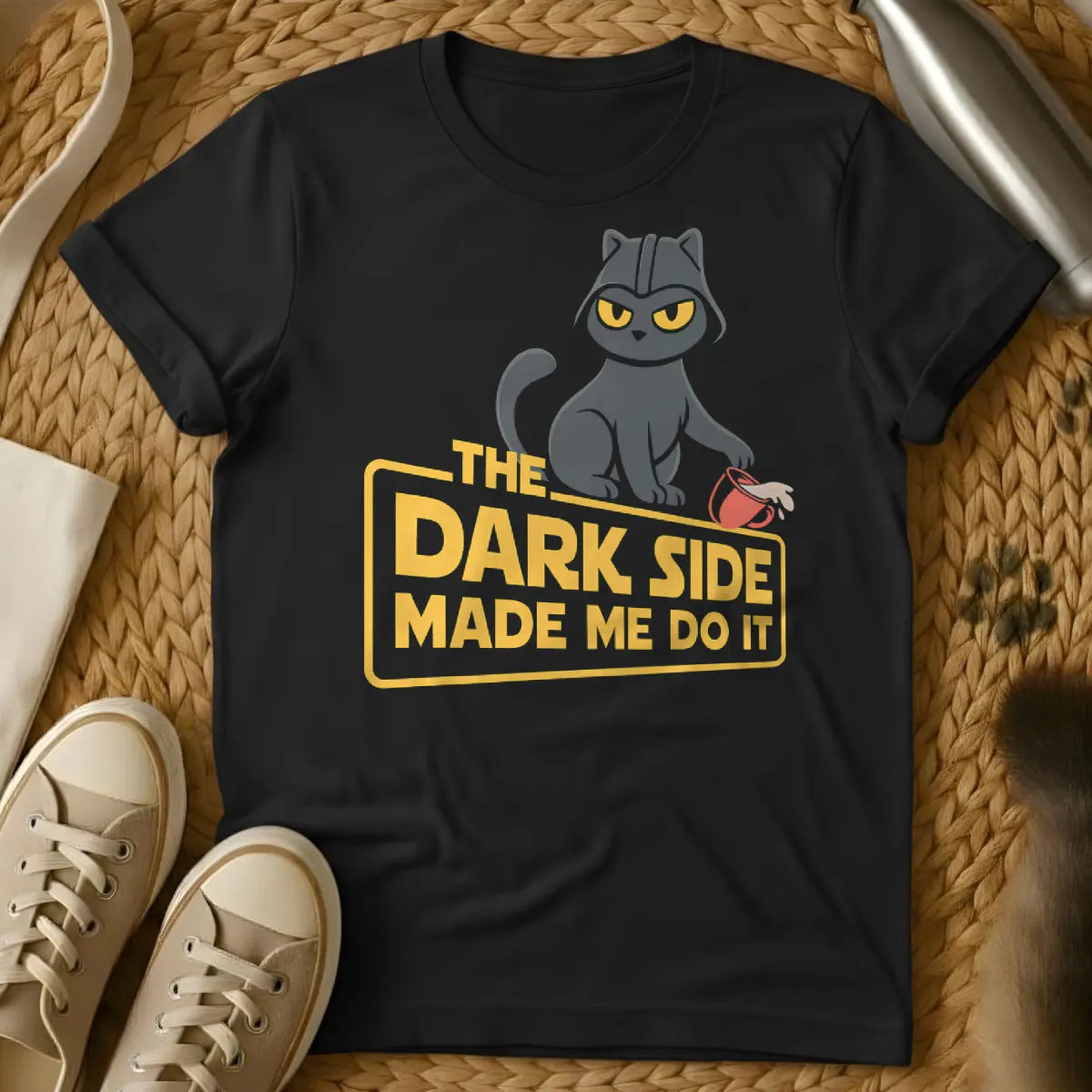 Dark Side Cat T-Shirt - Black T-Shirt - fandom humor, feline overlord, pop culture meme
