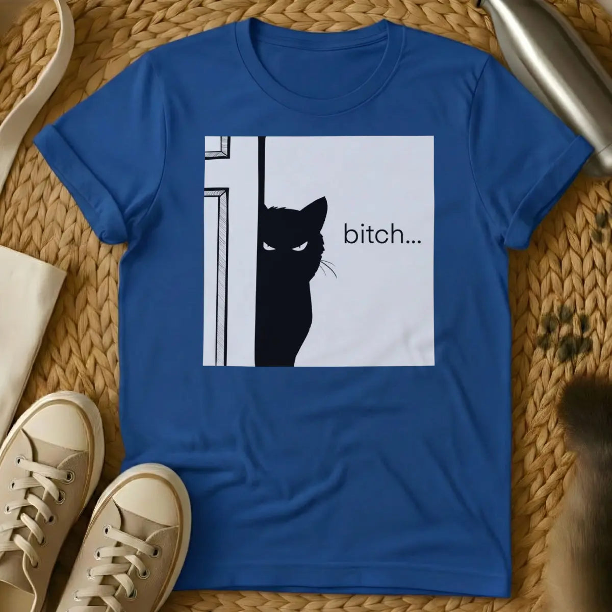 Bitch Cat Shirt - Blue T-Shirt - boss babe graphic, empowerment sloganwear, reclamation typography