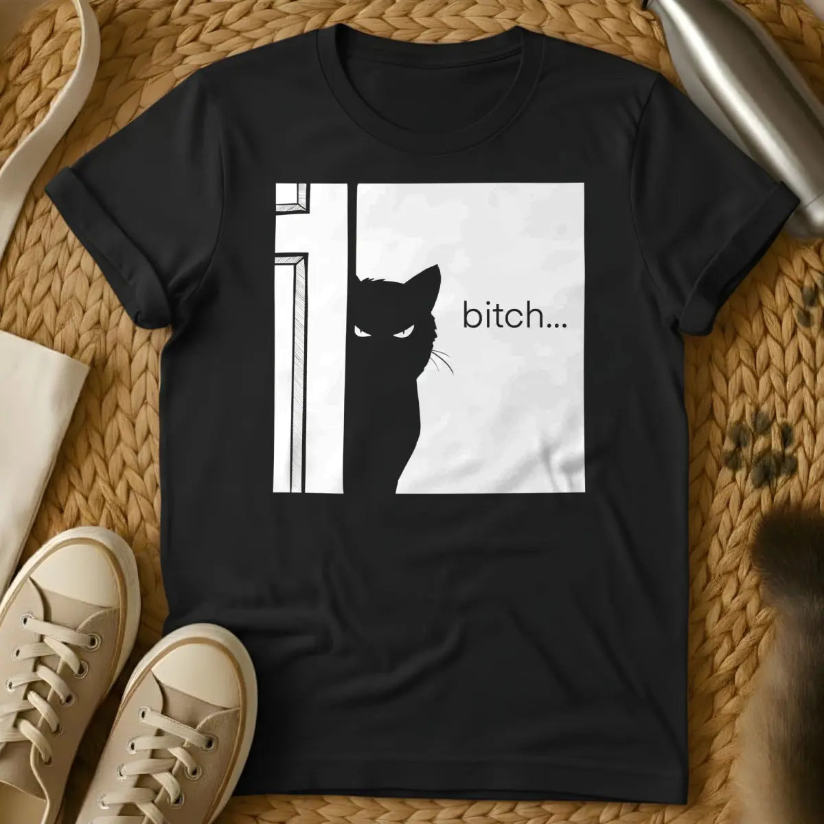 Bitch Cat Shirt - Black T-Shirt - boss babe graphic, empowerment sloganwear, reclamation typography