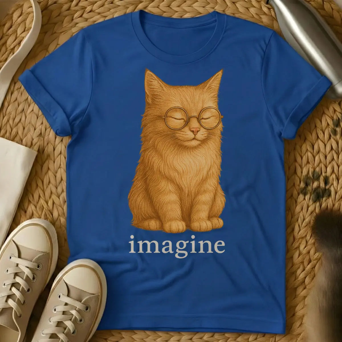 Imagine Cat T-Shirt - Blue Cat T-Shirt