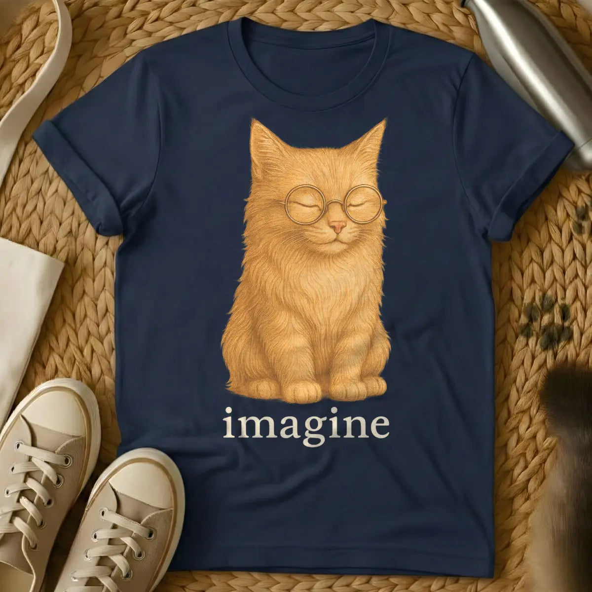 Imagine Cat T-Shirt - Navy Cat T-Shirt