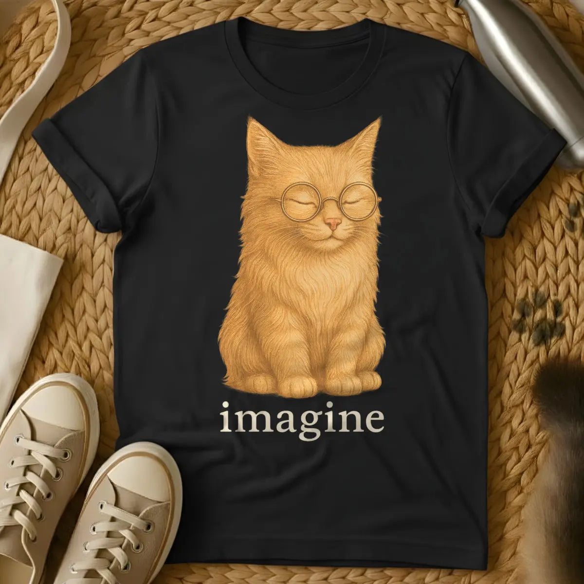 Imagine Cat T-Shirt - Black Cat T-Shirt