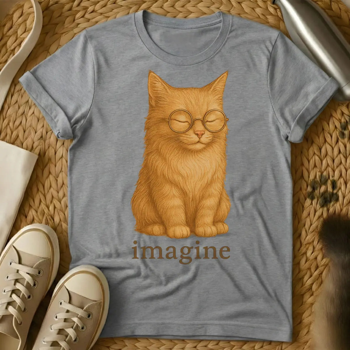 Imagine Cat T-Shirt - Gray Cat T-Shirt