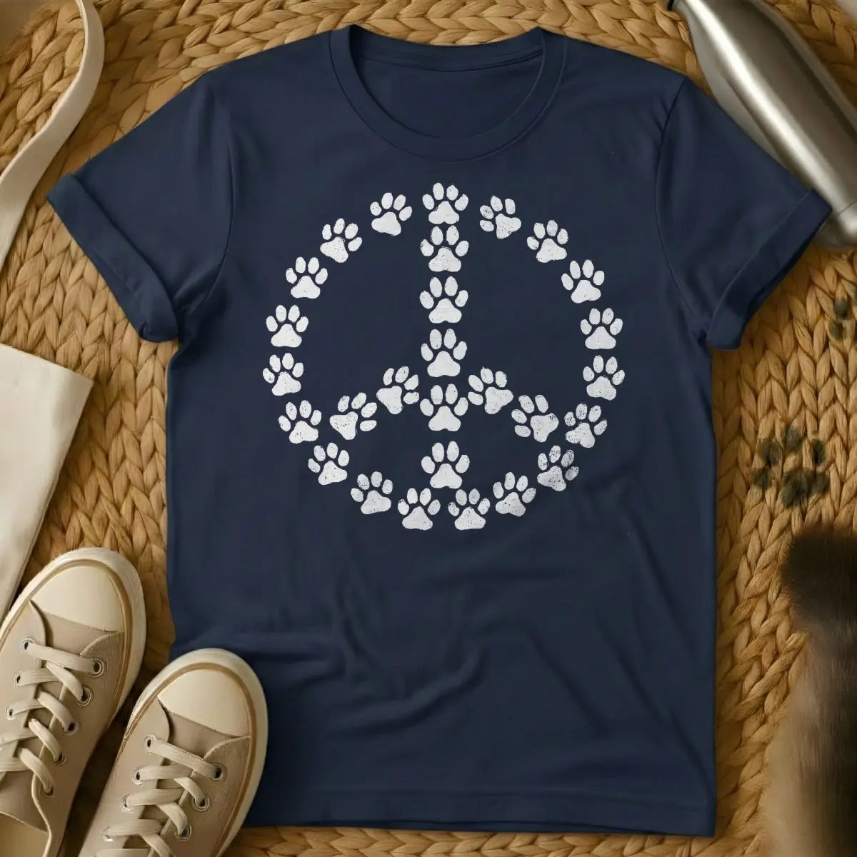 Peace Cat Shirt - Navy Cat T-Shirt