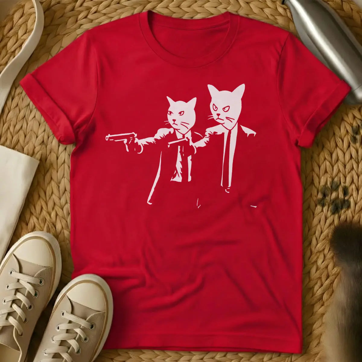 Pulp Fiction Vincent and Jules Cat T-Shirt - Red Cat T-Shirt