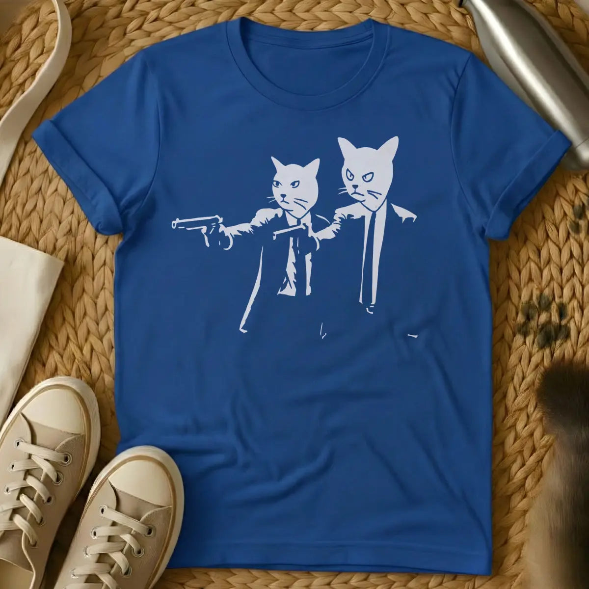 Pulp Fiction Vincent and Jules Cat T-Shirt - Blue Cat T-Shirt
