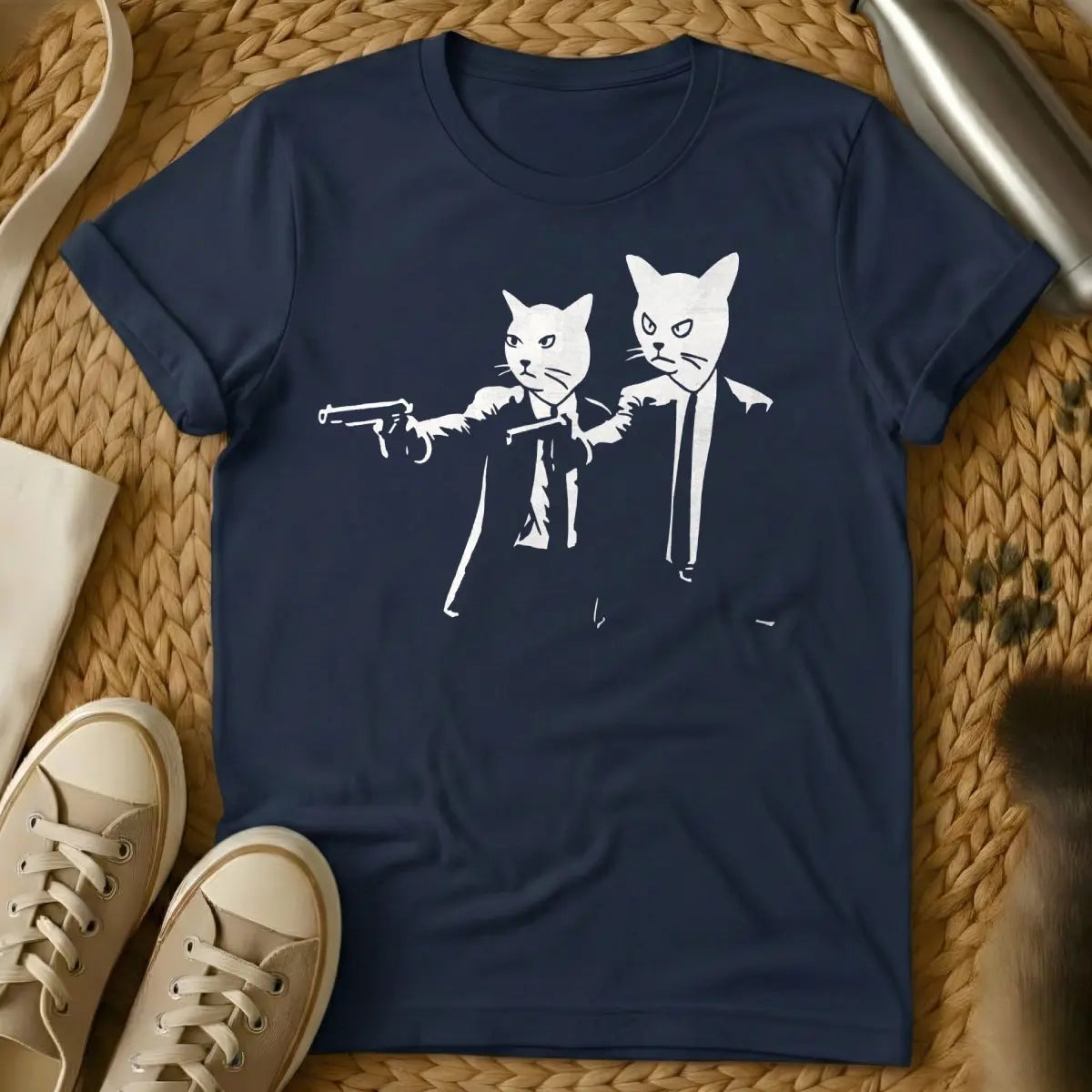 Pulp Fiction Vincent and Jules Cat T-Shirt - Navy Cat T-Shirt