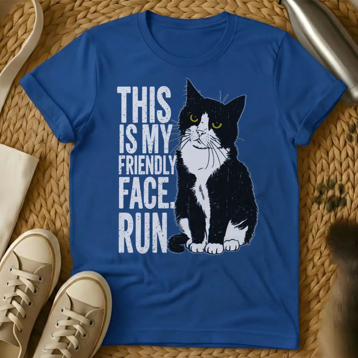 Not Friendly Cat Shirt - Blue Cat T-Shirt