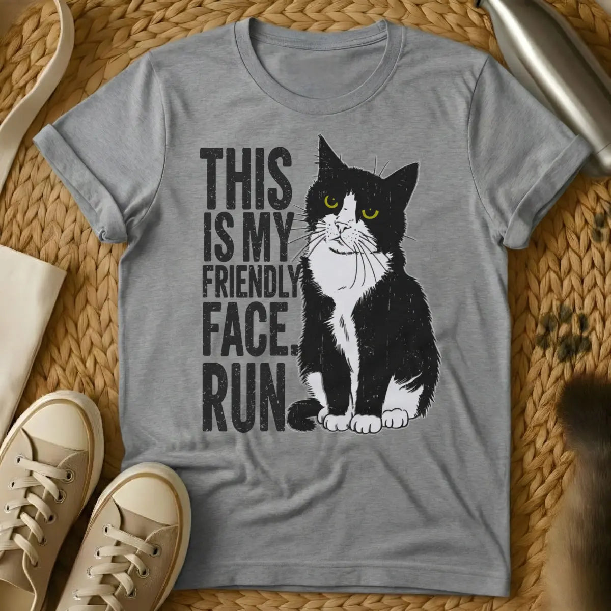 Not Friendly Cat Shirt - Gray Cat T-Shirt