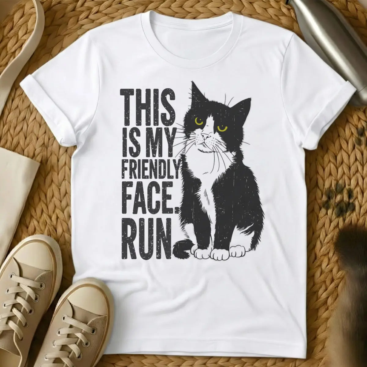 Not Friendly Cat Shirt - White Cat T-Shirt