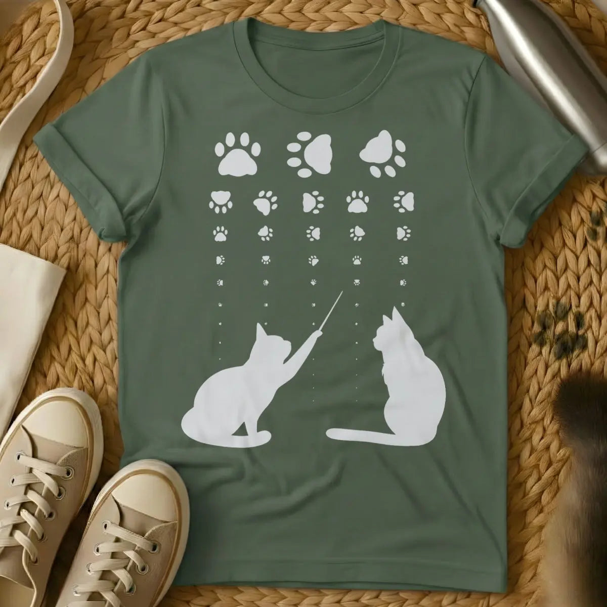 Optometrist Cat Shirt - Military Green Cat T-Shirt