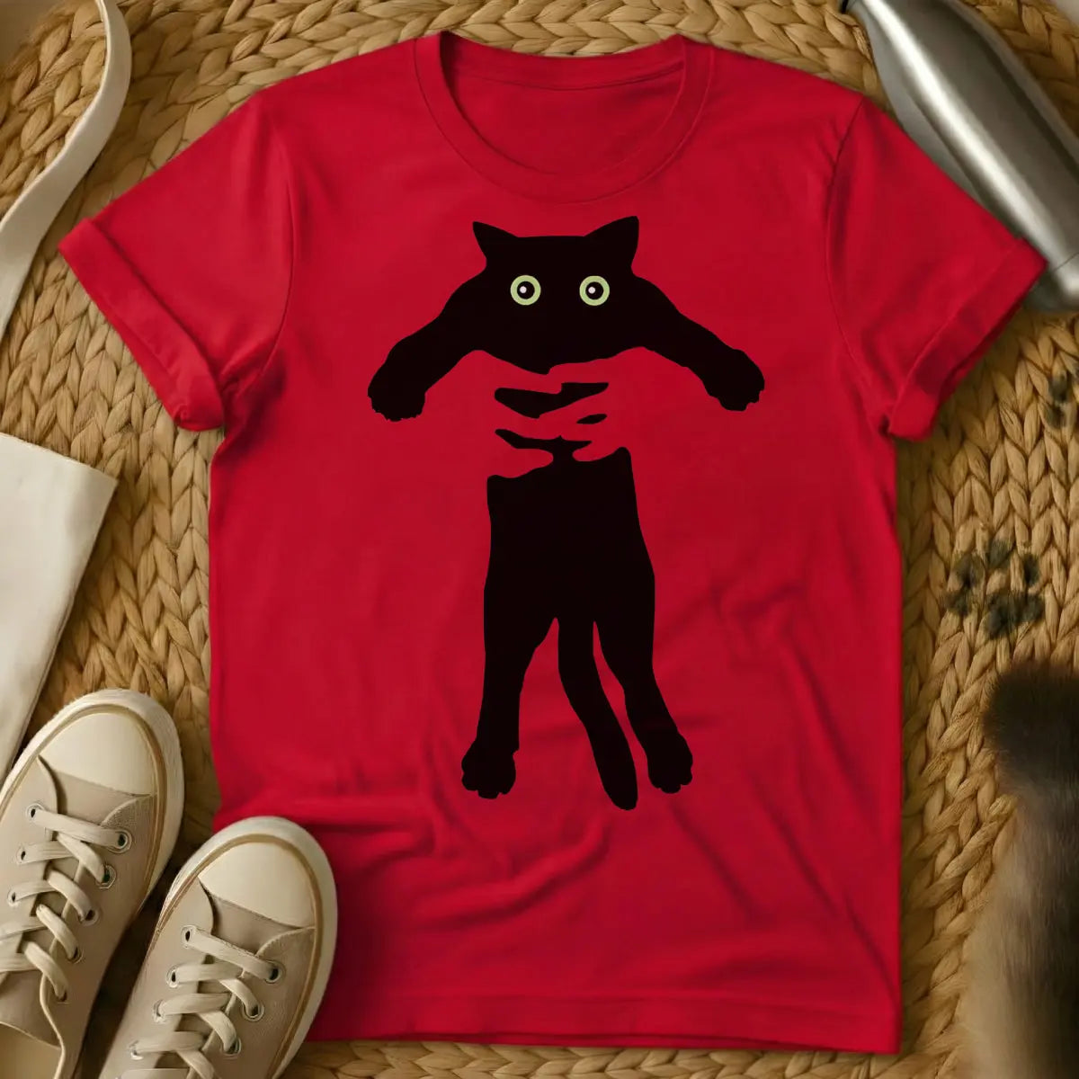 Cat Owner Cat Shirt - Red T-Shirt - cat overlord humor, feline power dynamic, human servant tee