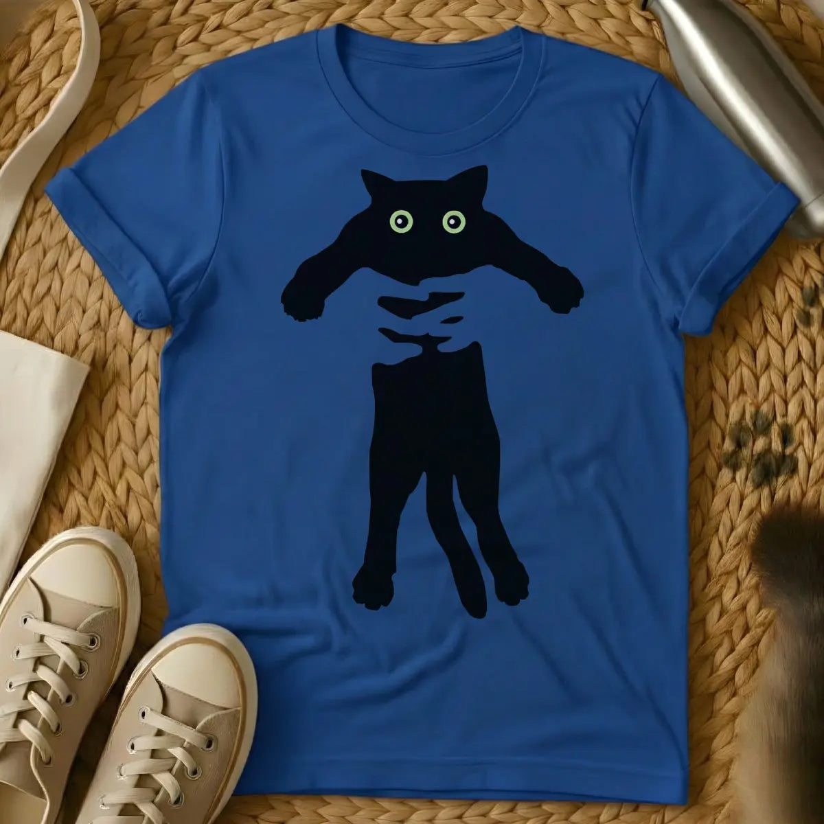 Cat Owner Cat Shirt - Blue T-Shirt - cat overlord humor, feline power dynamic, human servant tee