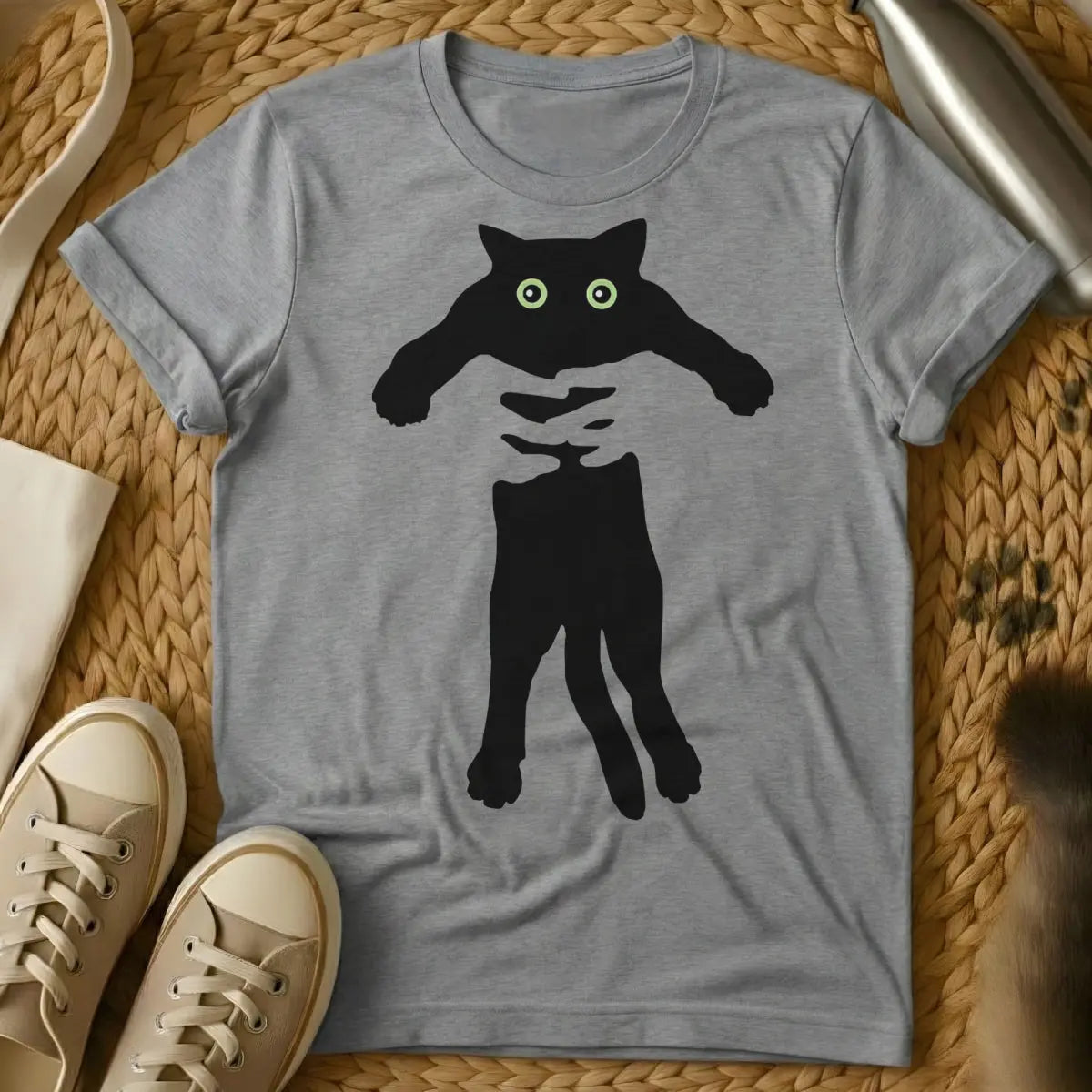 Cat Owner Cat Shirt - Gray T-Shirt - cat overlord humor, feline power dynamic, human servant tee