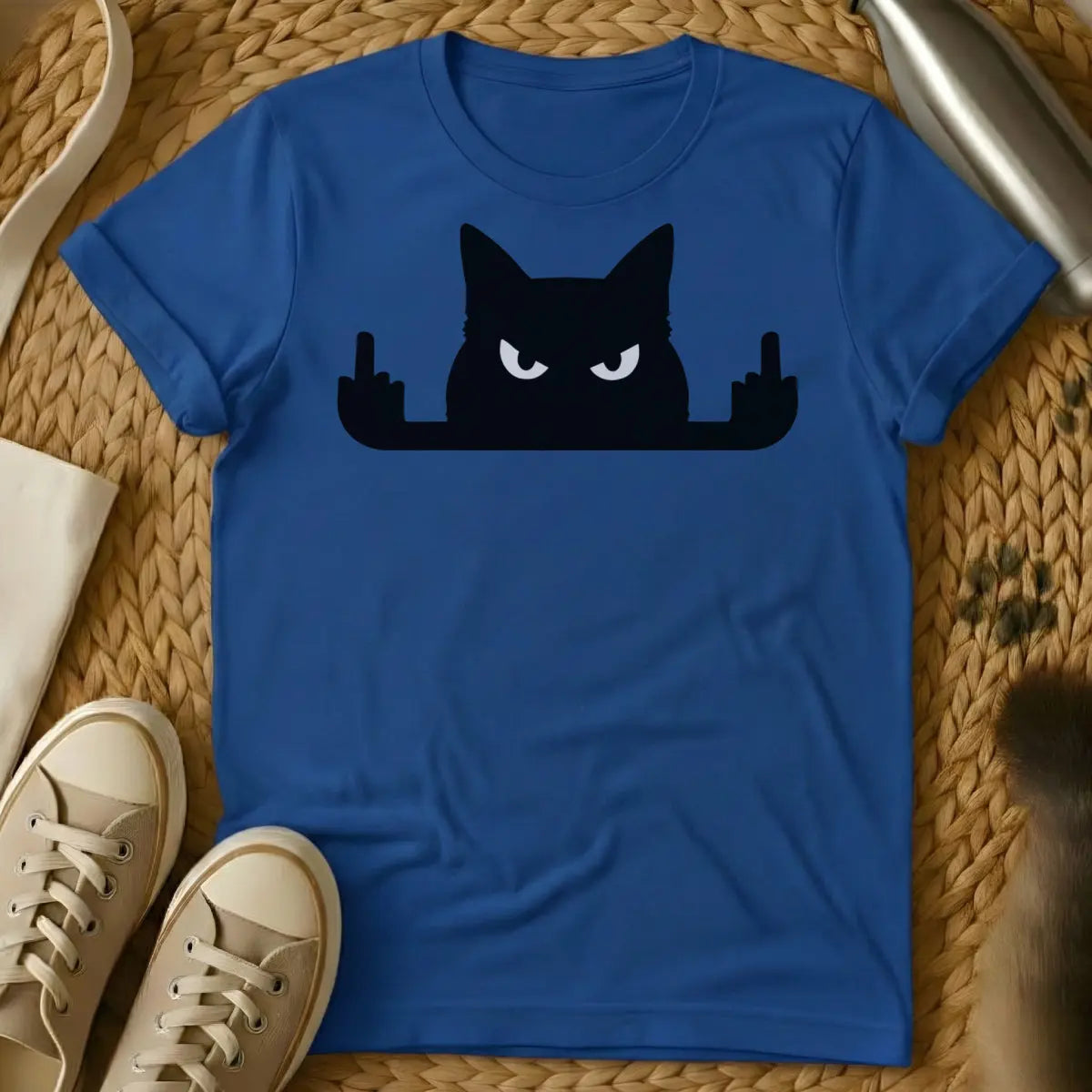 F*ck You Cat Shirt - Blue T-Shirt - anti-social cat, blunt humor, edgy streetwear