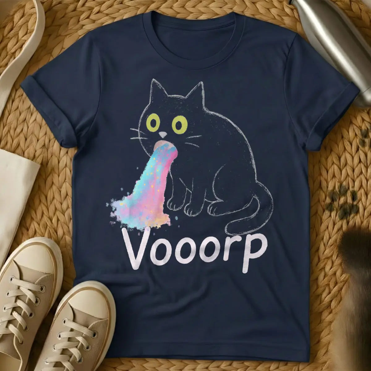 Vomit Cat Shirt - Navy Cat T-Shirt
