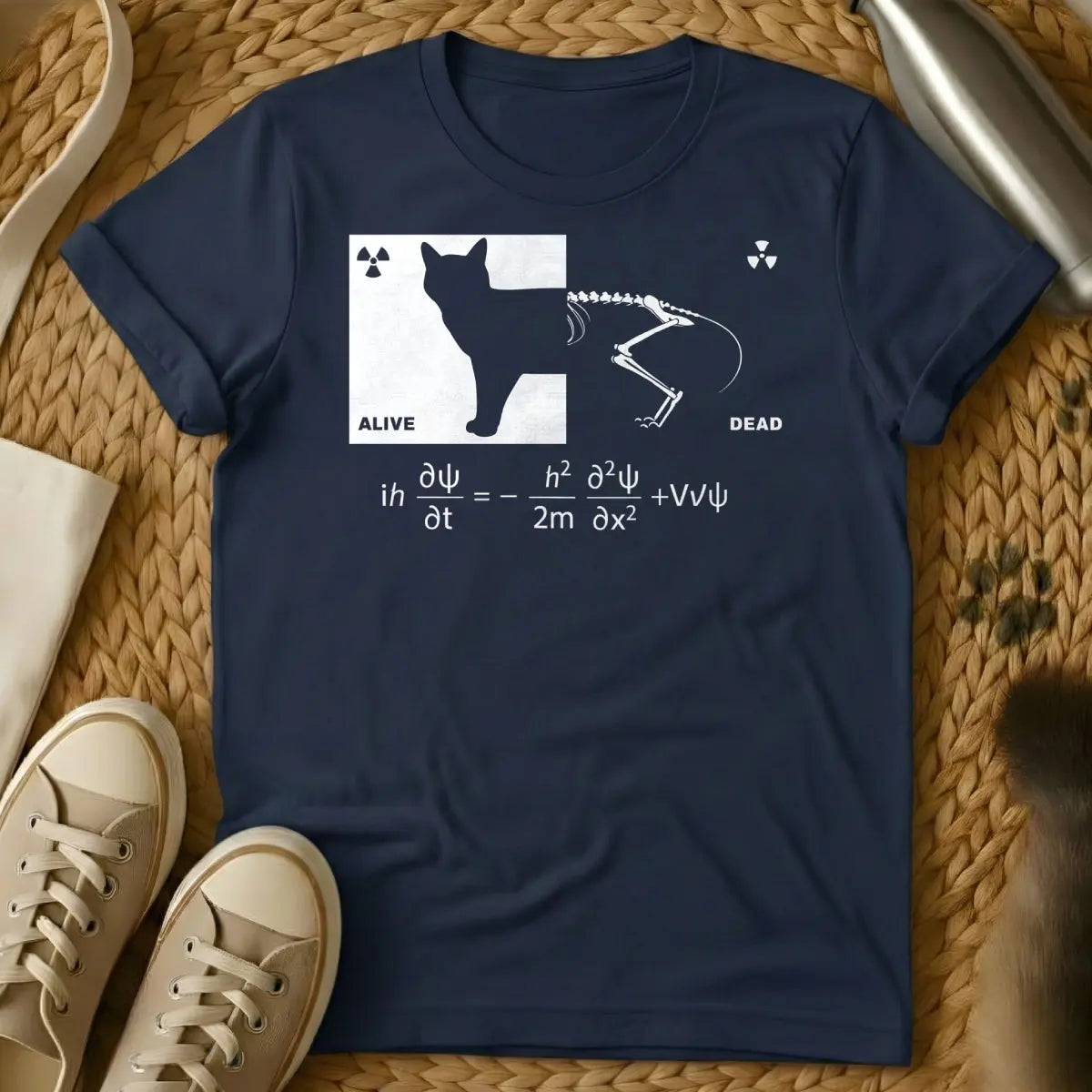 Schrödinger's Cat Shirt - Navy Cat T-Shirt