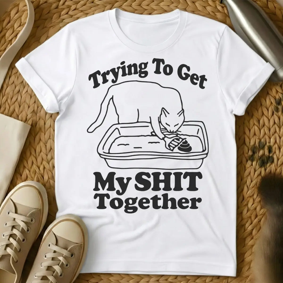 Getting My Sh*t Together Cat Shirt - White Cat T-Shirt