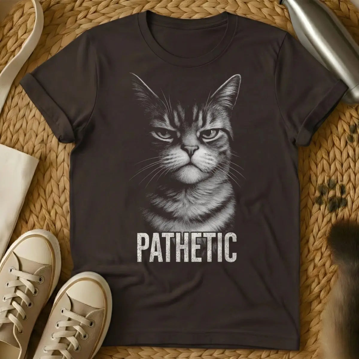 Pathetic Cat Shirt - Dark Chocolate Cat T-Shirt
