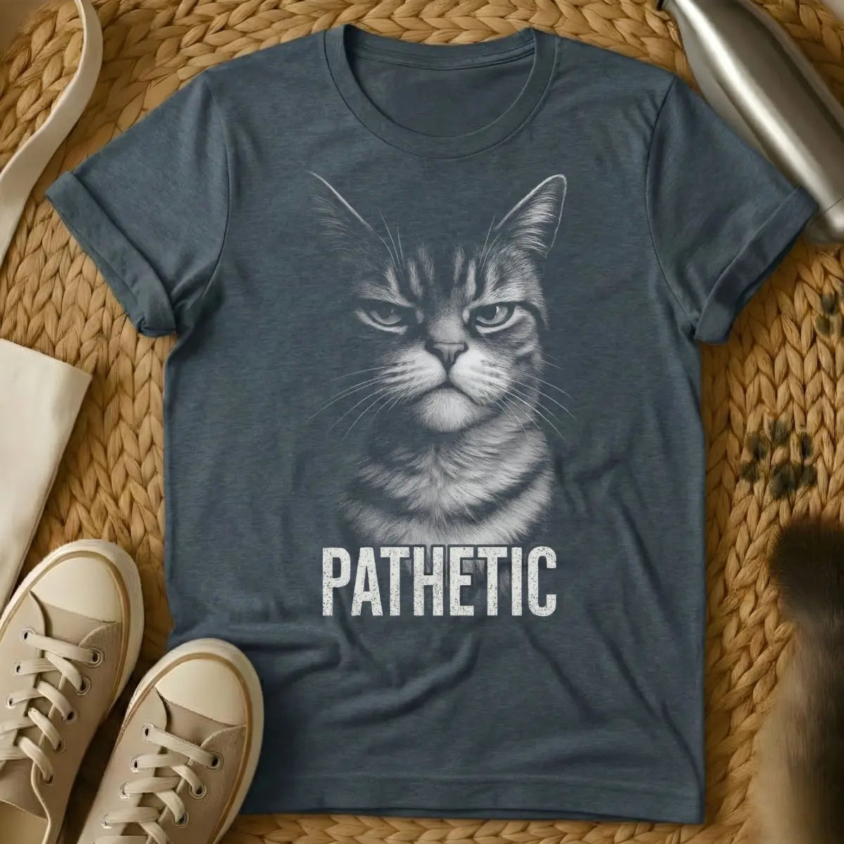 Pathetic Cat Shirt - Dark Heather Cat T-Shirt