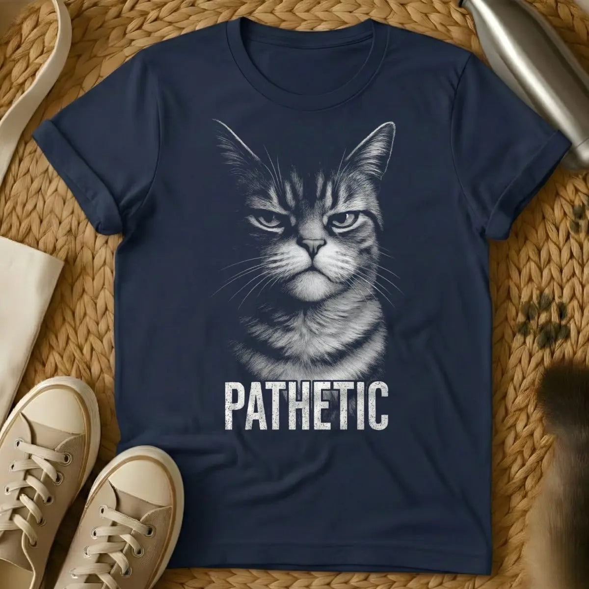 Pathetic Cat Shirt - Navy Cat T-Shirt
