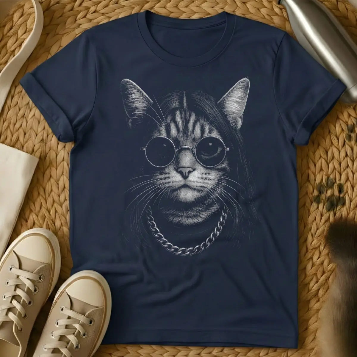 Ozzy Osbourne Cat Shirt - Navy Cat T-Shirt