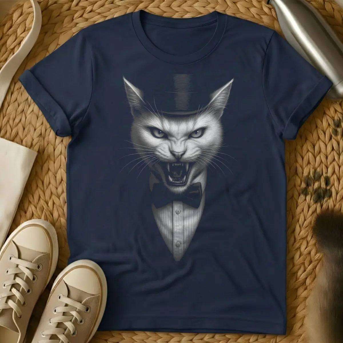 Vintage Cat Shirt - Navy Cat T-Shirt