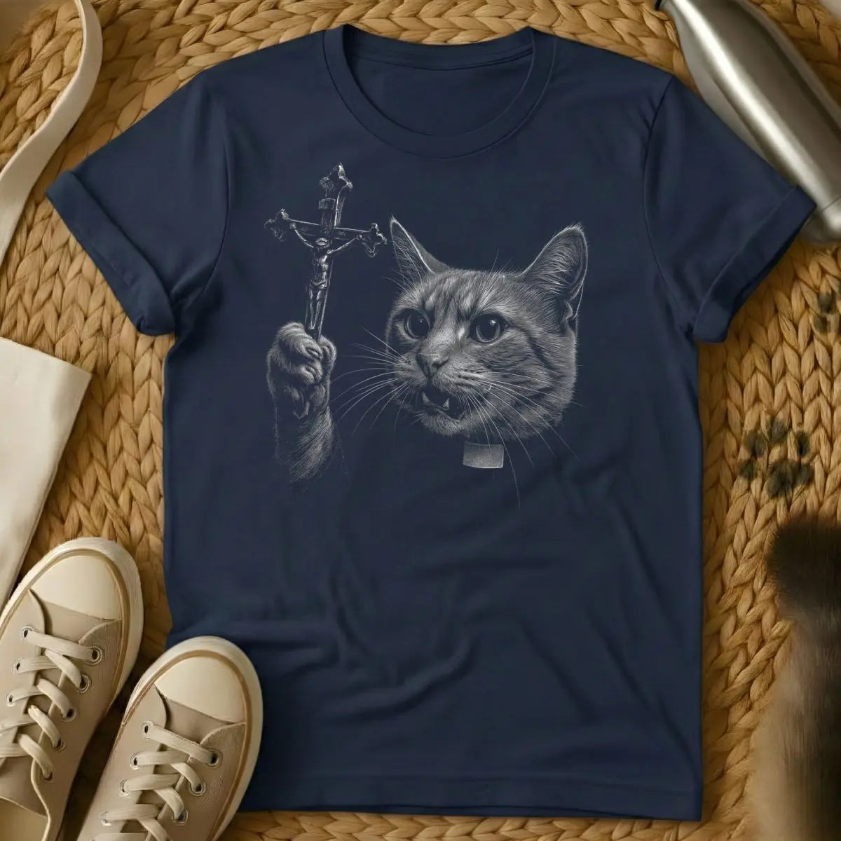 Priest Cat Shirt - Navy Cat T-Shirt