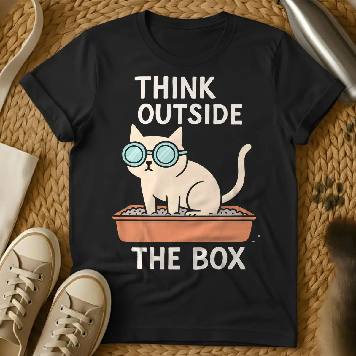 Think Outside the Box Cat Shirt - Black Cat T-Shirt