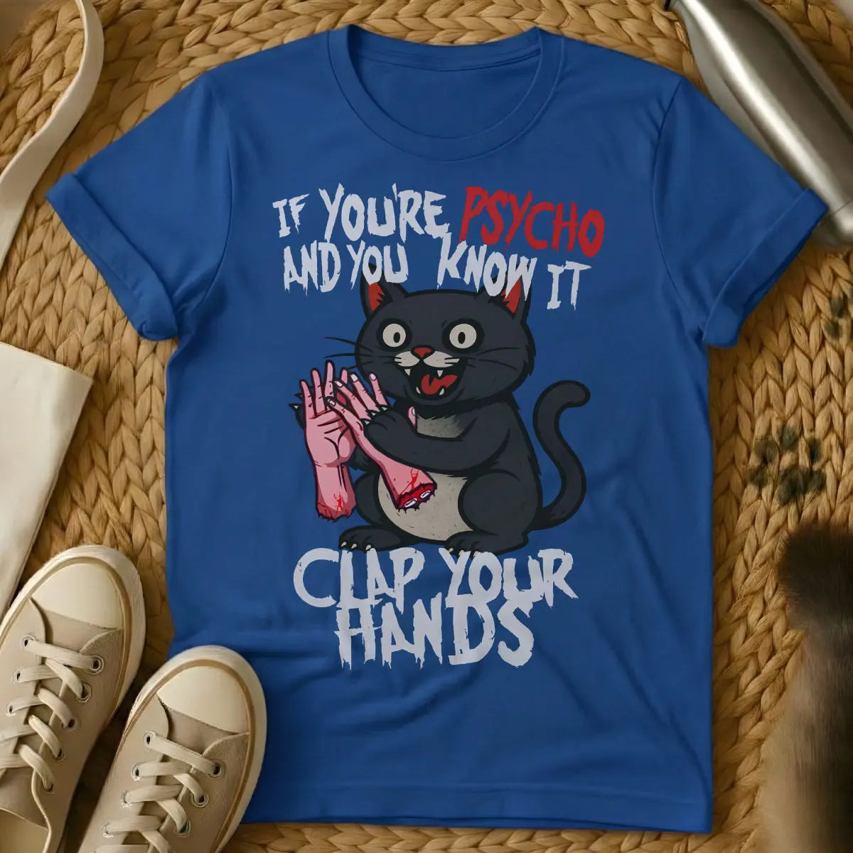 Psycho Cat Shirt - Blue Cat T-Shirt