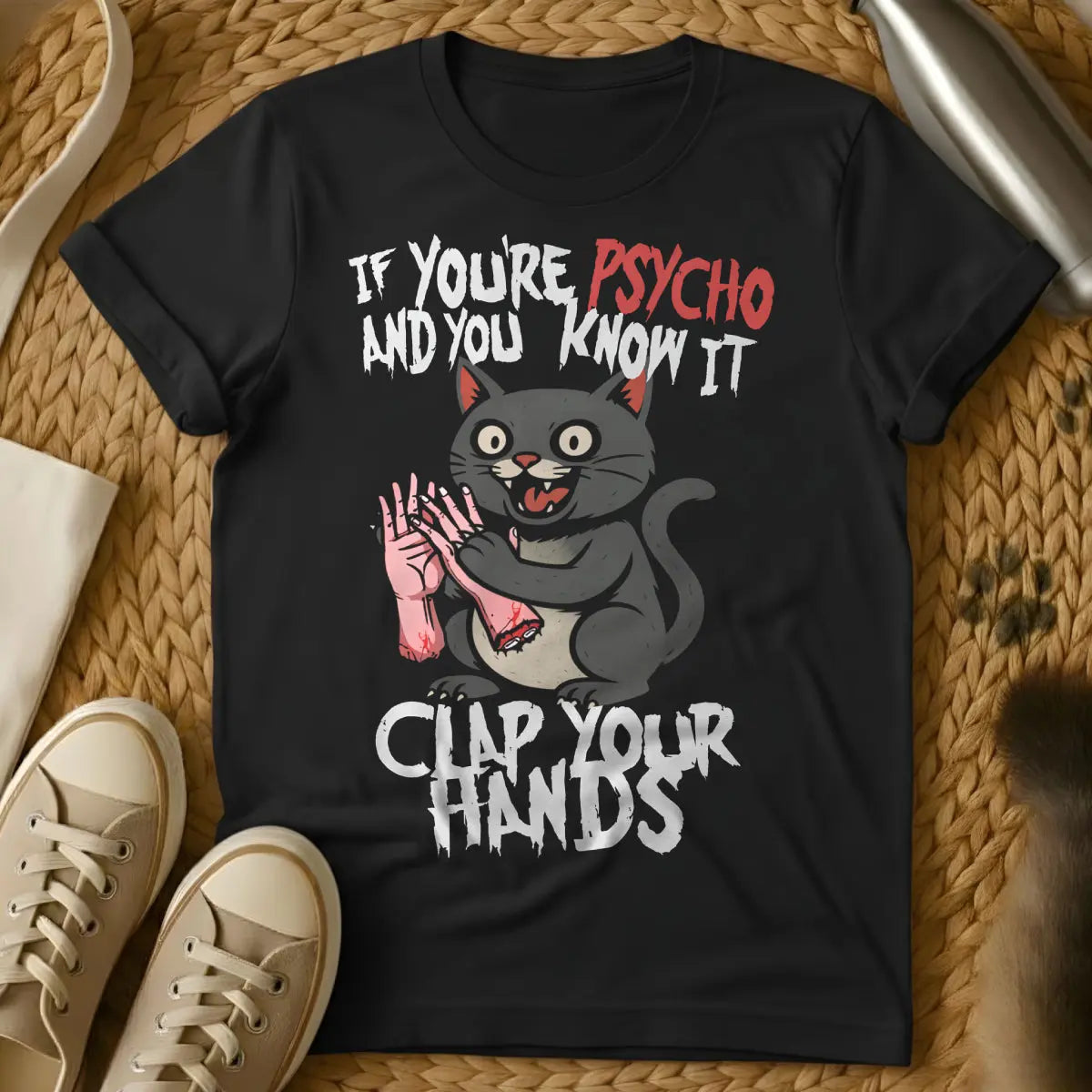 Psycho Cat Shirt - Black Cat T-Shirt