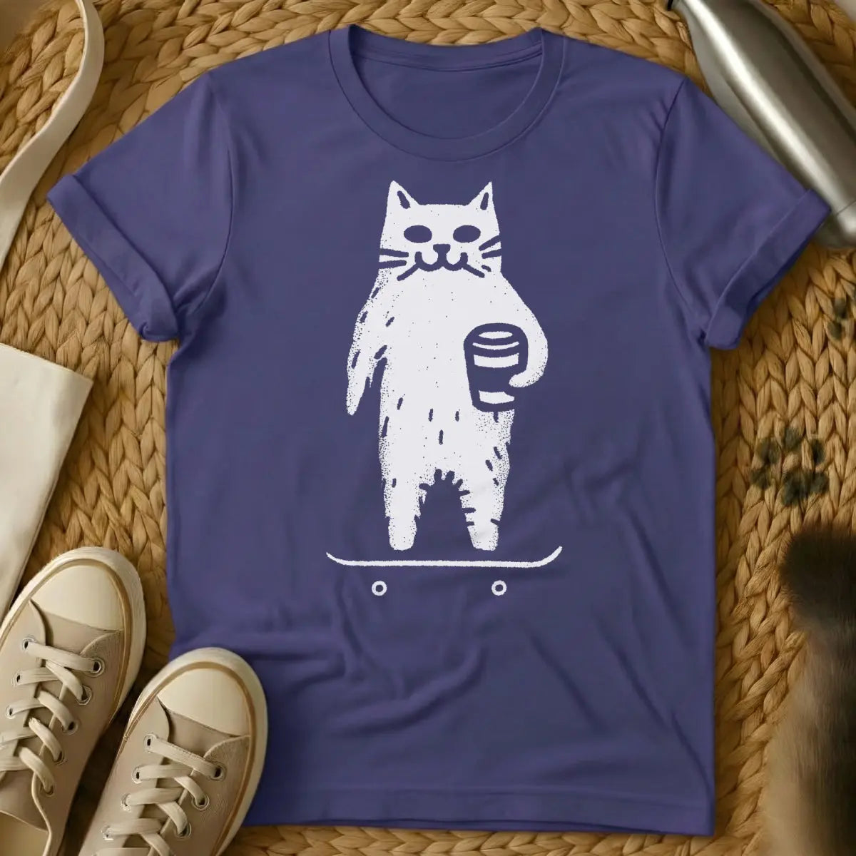 Skater Cat Shirt - Purple Cat T-Shirt