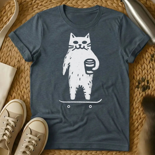 Skater Cat Shirt - Dark Heather Cat T-Shirt