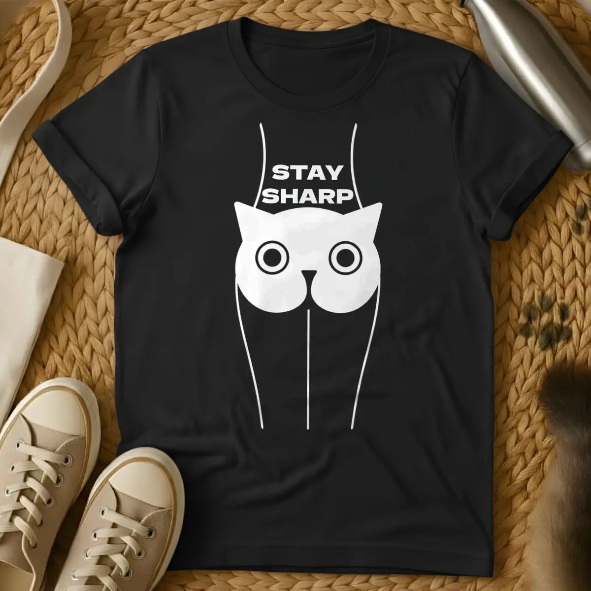 Stay Sharp Cat Shirt - Black Cat T-Shirt