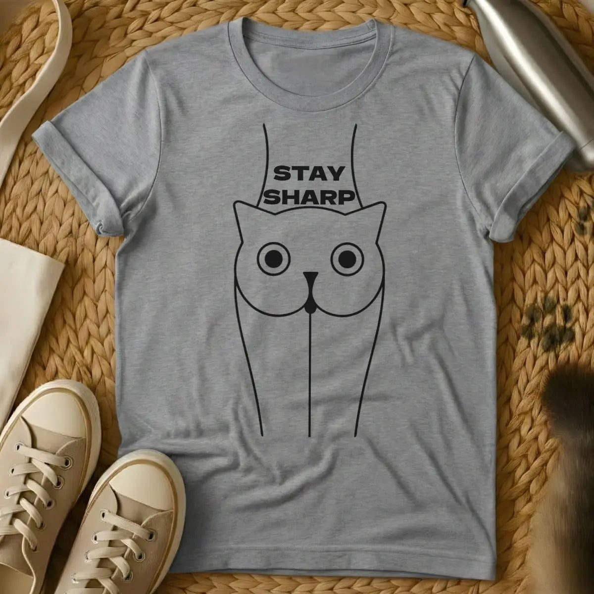 Stay Sharp Cat Shirt - Gray Cat T-Shirt