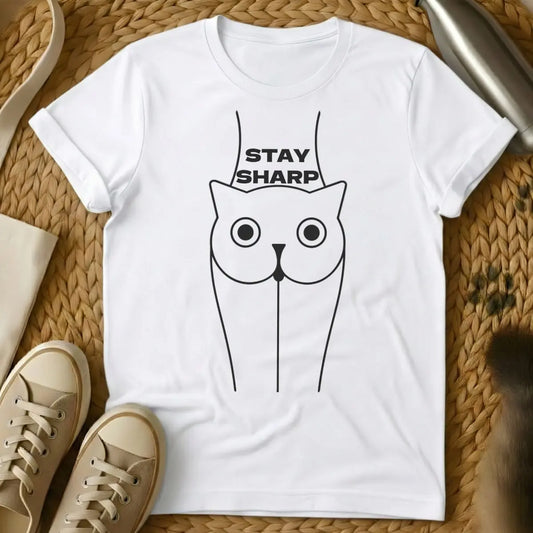 Stay Sharp Cat Shirt - White Cat T-Shirt