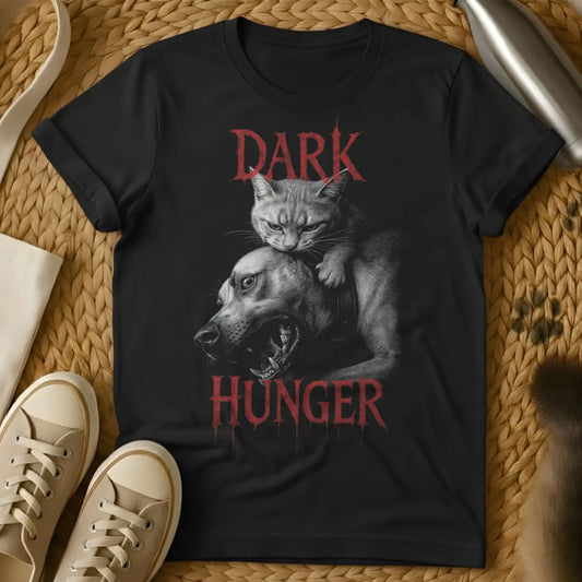 Dark Cat Dog Shirt - Black T-Shirt - animal hierarchy satire, cat supremacy apparel, feline dominance humor