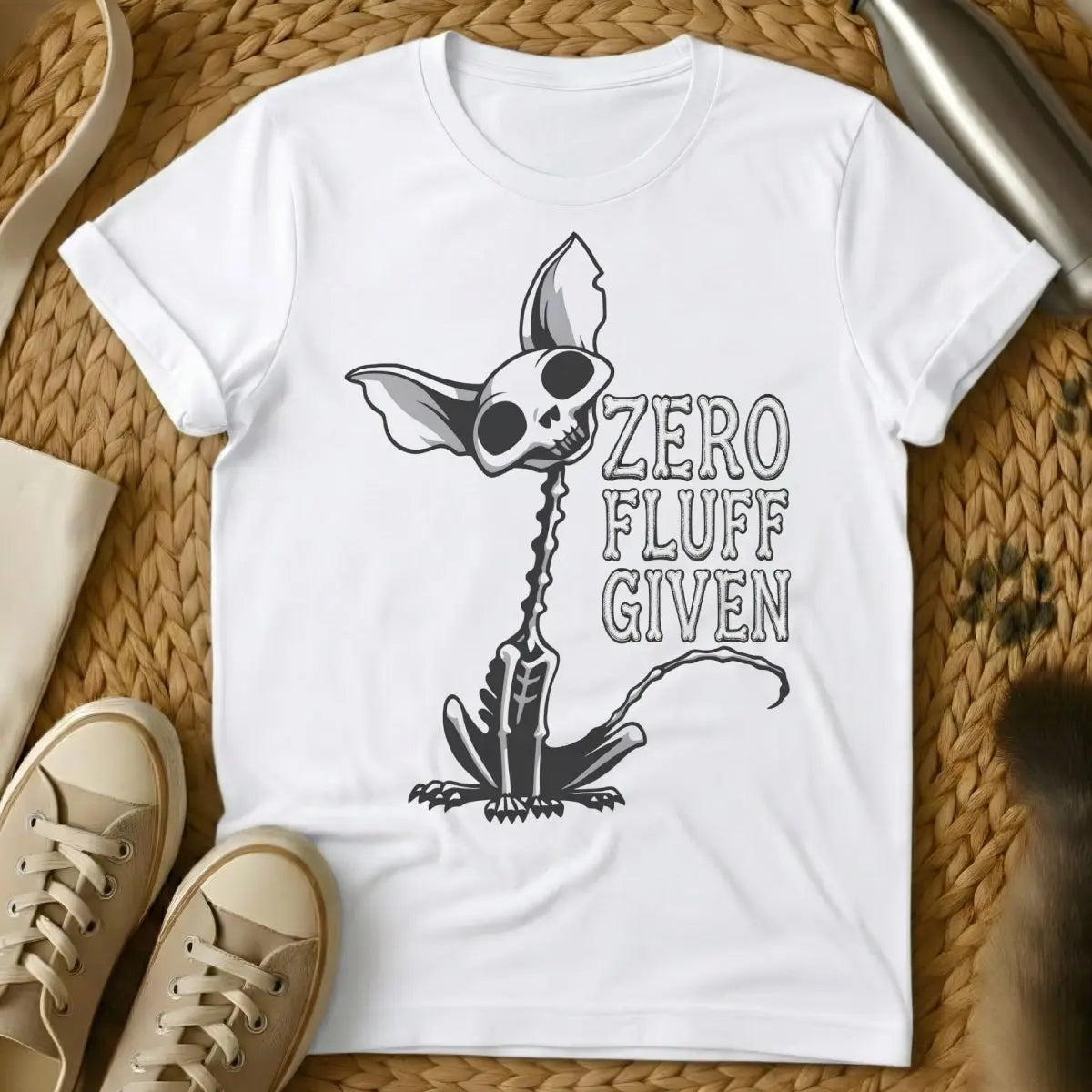 Zero Fluff Given Tee - White Cat T-Shirt