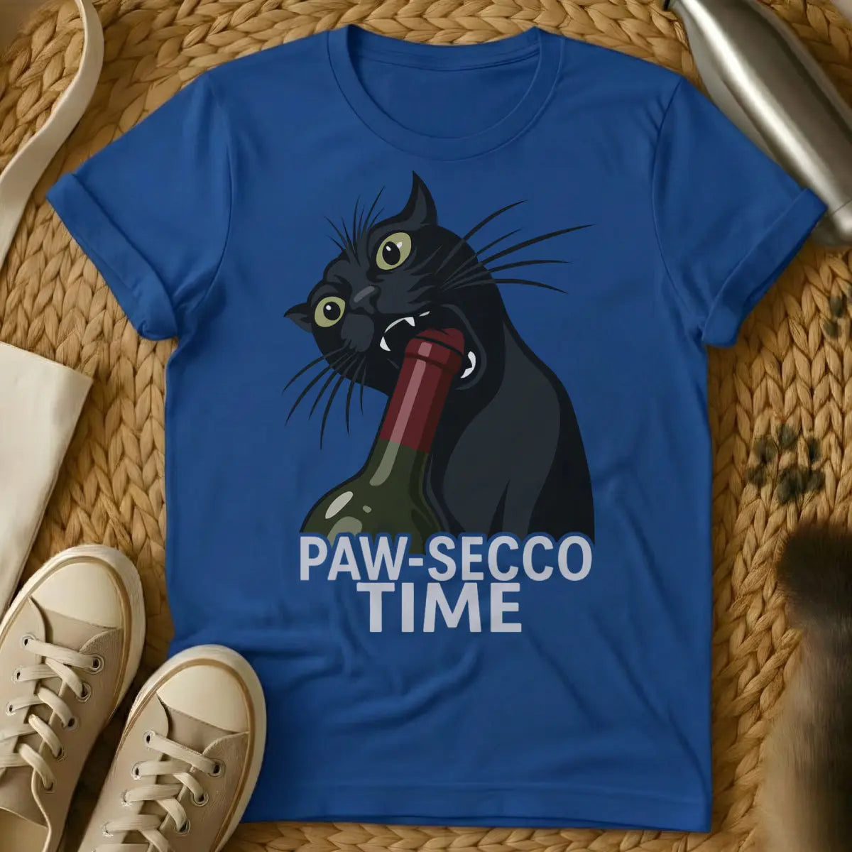 Prosecco Cat Shirt - Blue Cat T-Shirt