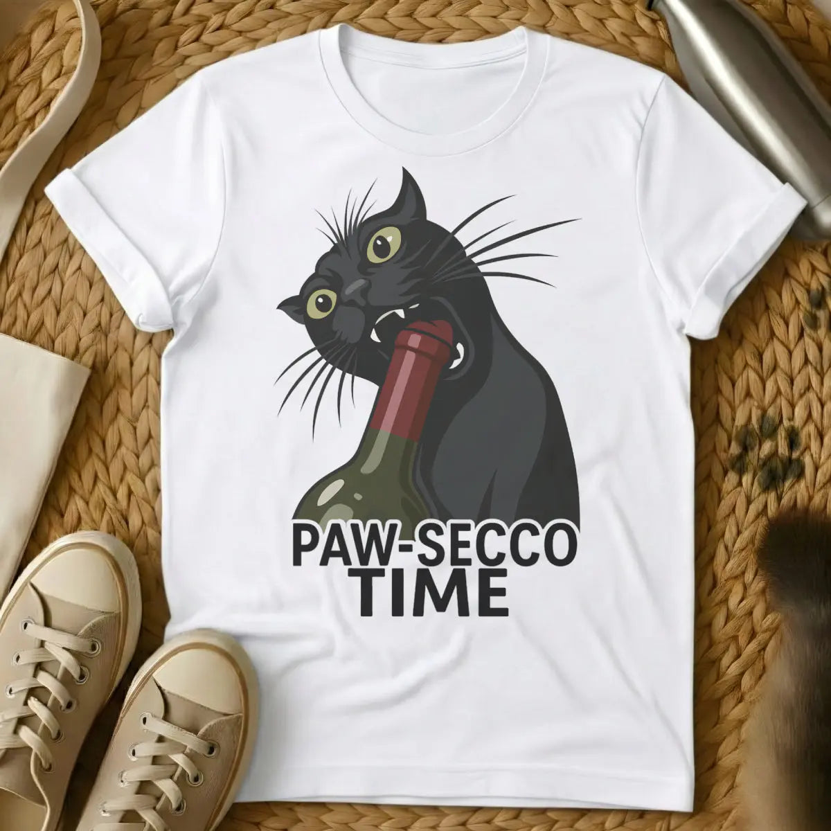 Prosecco Cat Shirt - White Cat T-Shirt