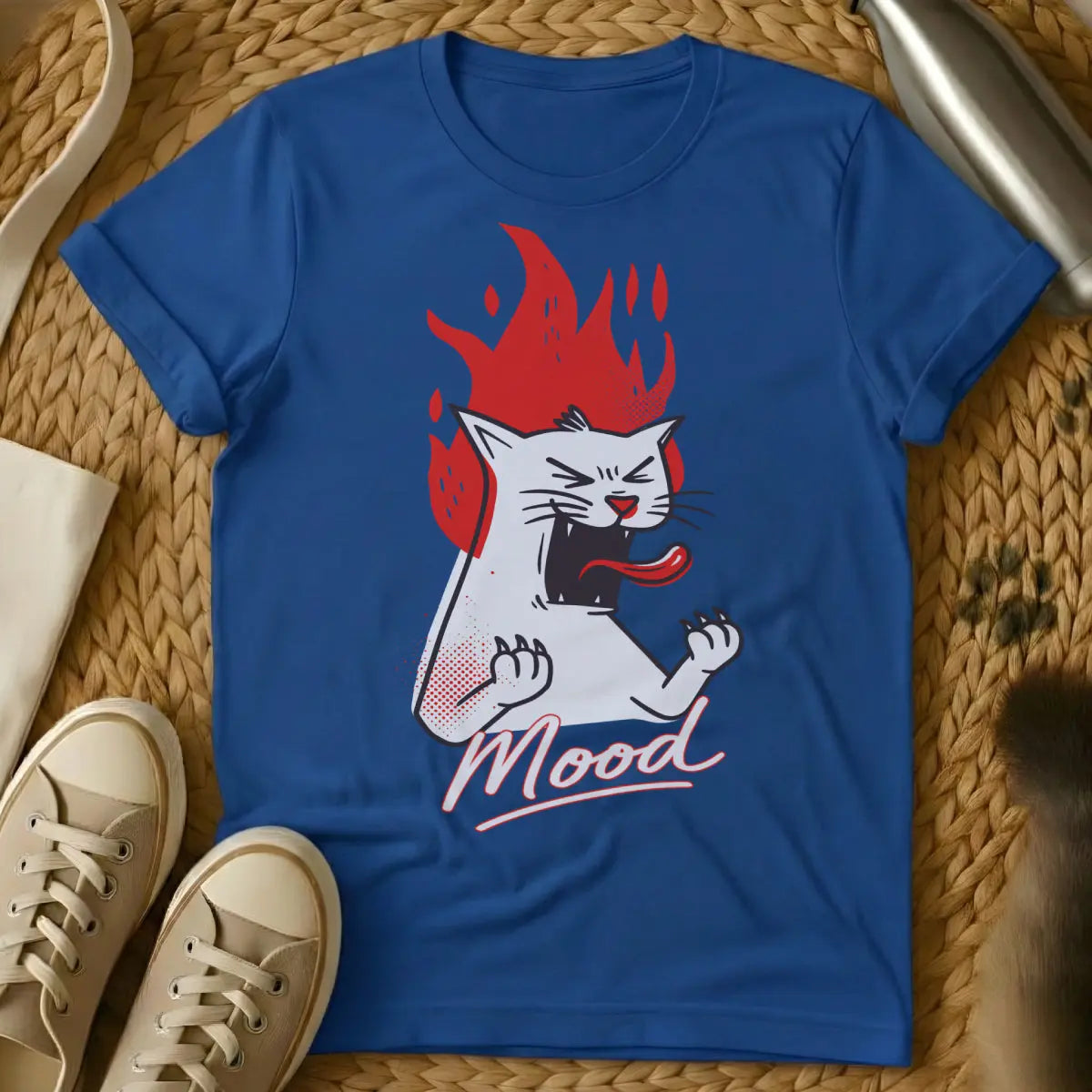 Bad Mood Cat Shirt - Blue T-Shirt - anti-social cat, boundary setting humor, introvert humor