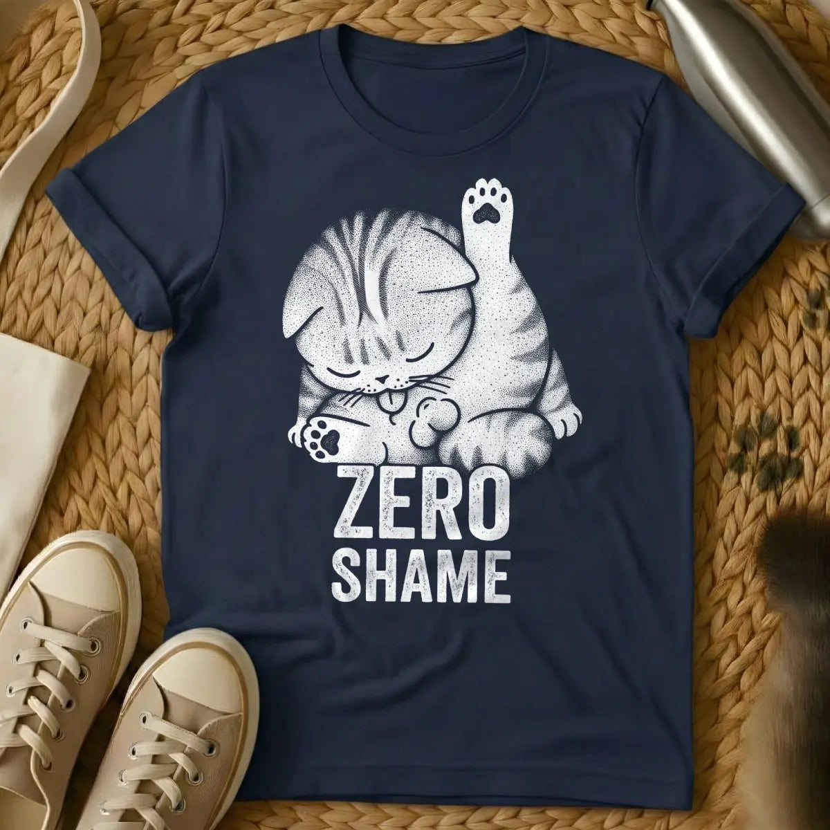 No Shame Cat Shirt - Navy Cat T-Shirt