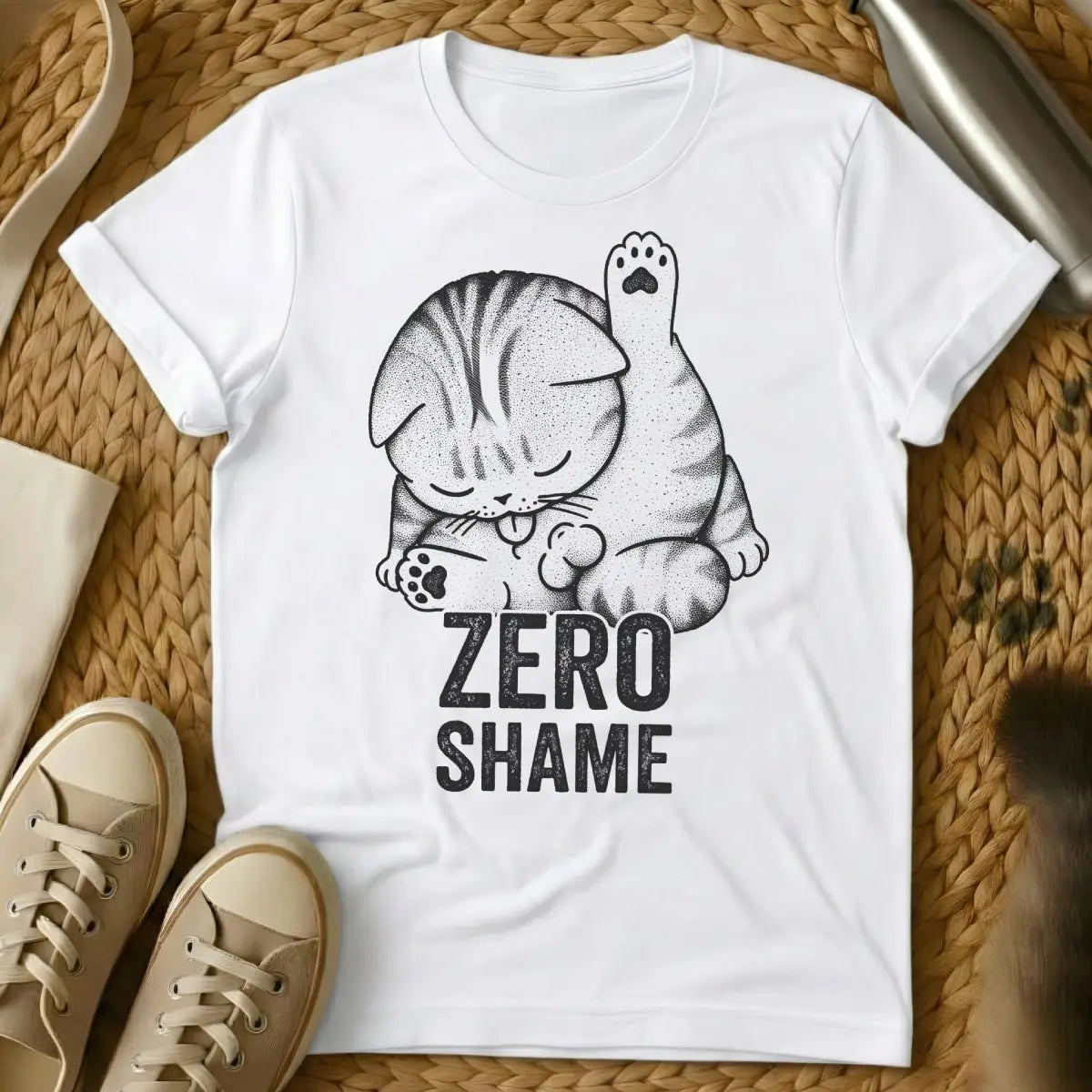 No Shame Cat Shirt - White Cat T-Shirt