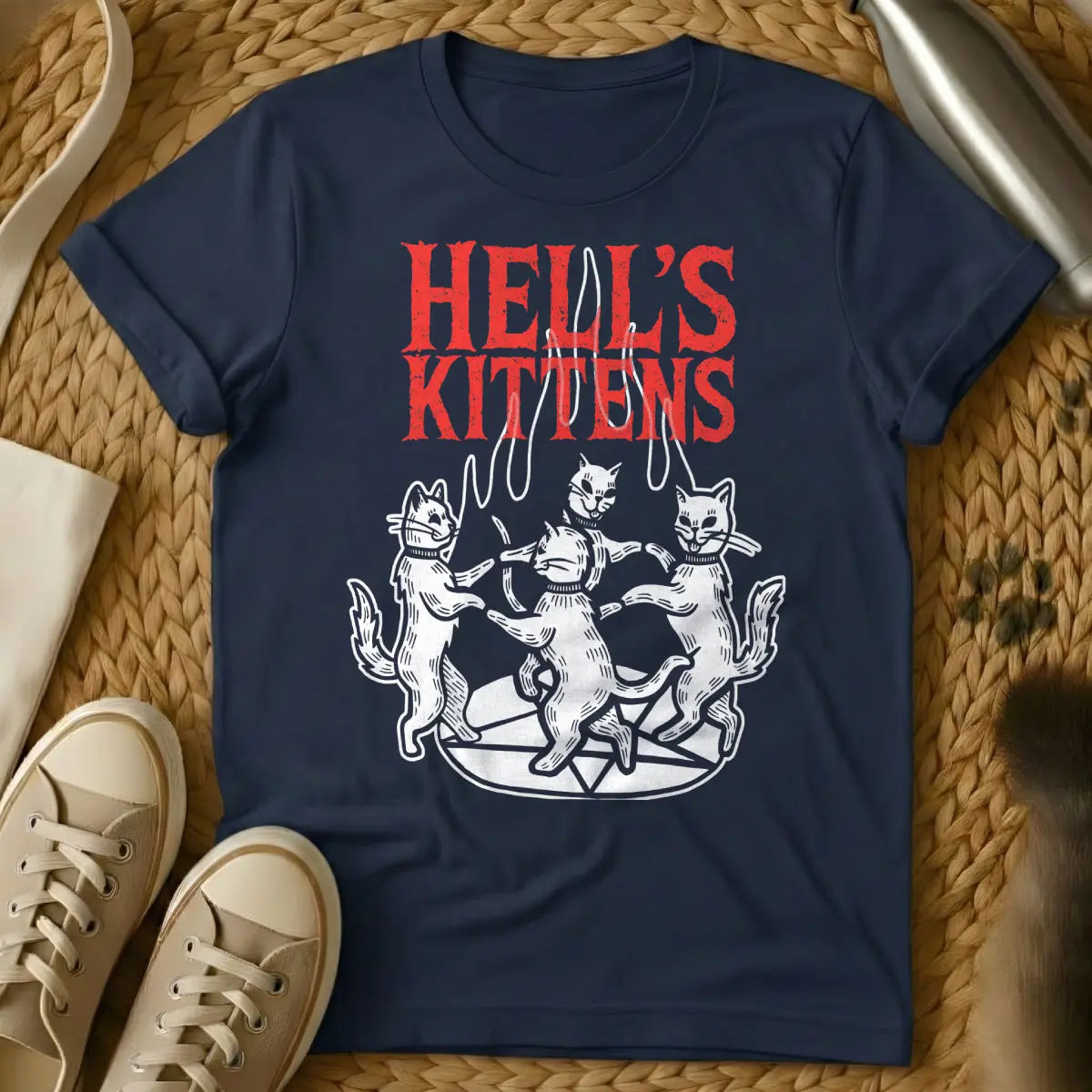 Hell Cat Shirt - Navy Cat T-Shirt
