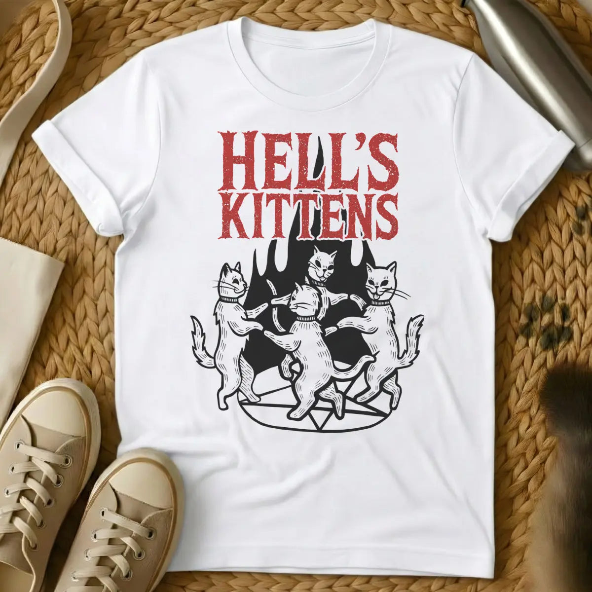 Hell Cat Shirt - White Cat T-Shirt